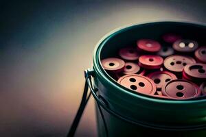 a bucket filled with red buttons. AI-Generated photo