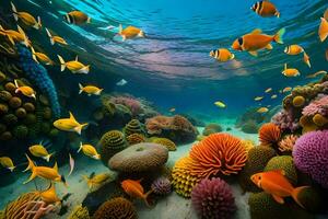 underwater scene with colorful fish and coral. AI-Generated photo