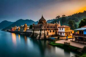 el hermosa ciudad de rishikesh. generado por ai foto