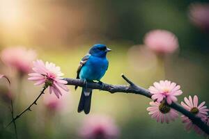 foto fondo de pantalla el sol, flores, pájaro, naturaleza, primavera, flores, pájaro, naturaleza,. generado por ai