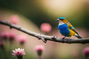 photo wallpaper bird, the sky, the flowers, the bird, the bird, the bird,. AI-Generated