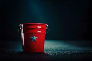 a red bucket with a star on it. AI-Generated photo