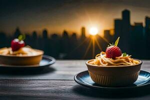 el ciudad de luces, el ciudad de alimento. generado por ai foto