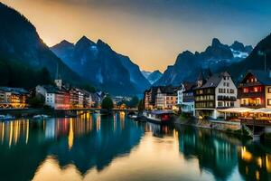 el hermosa pueblo de Altenburg en el suizo Alpes. generado por ai foto