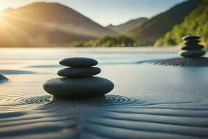 zen stones in the water. AI-Generated photo