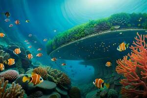 a coral reef with fish and corals in the ocean. AI-Generated photo