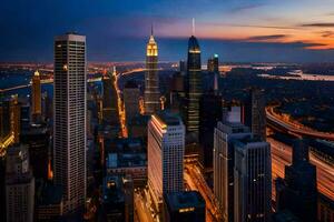 el ciudad horizonte a oscuridad en nuevo york generado por ai foto