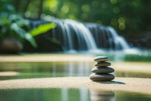 balance stones in the water. AI-Generated photo