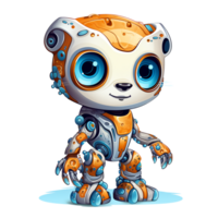 cartone animato leopardo robot. maglietta, etichetta. divertente cyborg. ai generato png