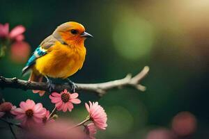 photo wallpaper the sun, flowers, bird, bird, bird, bird, bird, bird,. AI-Generated