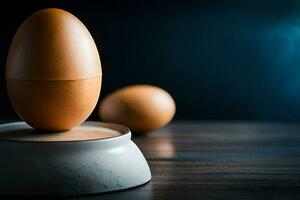 eggs on a table with a dark background. AI-Generated photo