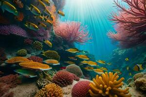 un coral arrecife con pescado y corales generado por ai foto