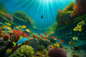 the underwater world of coral reefs. AI-Generated photo