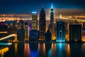 photo wallpaper the city, night, shanghai, the city, the city, shan. AI-Generated