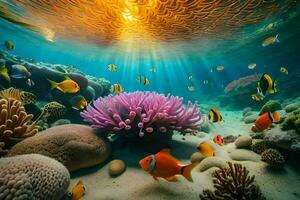 underwater scene with coral and fish. AI-Generated photo