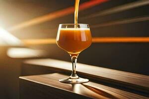 orange juice being poured into a glass. AI-Generated photo