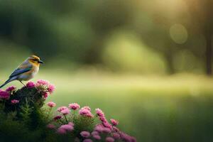 photo wallpaper the bird, flowers, spring, nature, bird, bird, bird, bird,. AI-Generated