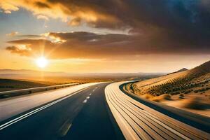 un autopista con el Dom ajuste en el distancia. generado por ai foto