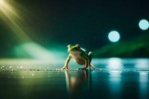 photo wallpaper frog, the night, the light, the frog, the frog, the frog,. AI-Generated