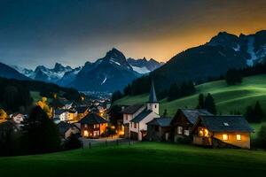 photo wallpaper the sky, mountains, village, sunset, the alps, austria, the. AI-Generated