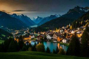 el pueblo de persona en el Alpes. generado por ai foto