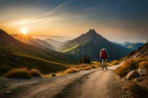 el montaña bicicleta es un genial camino a explorar el mundo. generado por ai foto