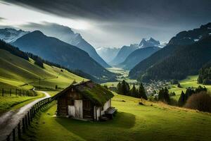 the alps, switzerland, person, person, alps, alps scenery, al. AI-Generated photo