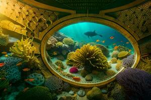 an underwater scene with coral reefs and fish. AI-Generated photo