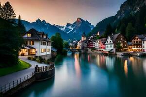 the beautiful town of hallstatt, austria. AI-Generated photo