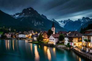 the town of lauchberg in the swiss alps. AI-Generated photo