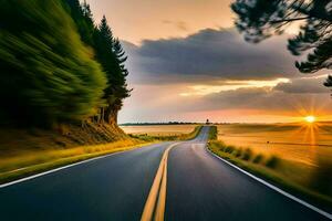 un la carretera con el Dom ajuste detrás él. generado por ai foto