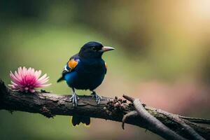 photo wallpaper bird, the flower, the sun, the bird, the flower, the bird,. AI-Generated