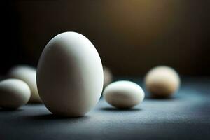 white eggs on a dark background. AI-Generated photo