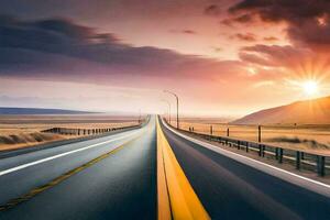 un autopista con el Dom ajuste en el distancia. generado por ai foto