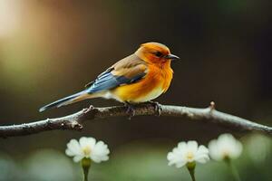 foto fondo de pantalla el pájaro, flores, naturaleza, primavera, el sol, primavera flores, primavera,. generado por ai