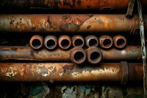 Rusty deteriorated pipes water system. Generate ai photo