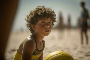 playa vóleibol chico. generar ai foto