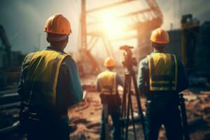 Engineers field infrastructure. Generate Ai photo