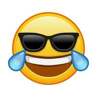 Face with tears of joy with sunglasses Large size of yellow emoji smile vector