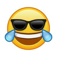 cara con lágrimas de alegría con Gafas de sol grande Talla de amarillo emoji sonrisa vector