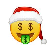 Navidad boca de dinero cara grande Talla de amarillo emoji sonrisa vector