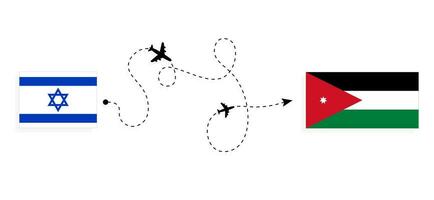 vuelo y viaje desde Israel a Jordán por pasajero avión viaje concepto vector