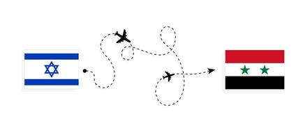 vuelo y viaje desde Israel a Siria por pasajero avión viaje concepto vector