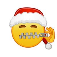 Navidad boca con cremallera cara grande Talla de amarillo emoji sonrisa vector