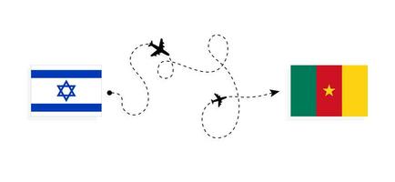 vuelo y viaje desde Israel a Camerún por pasajero avión viaje concepto vector