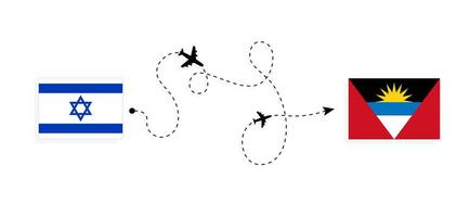 vuelo y viaje desde Israel a antigua y barbuda por pasajero avión viaje concepto vector