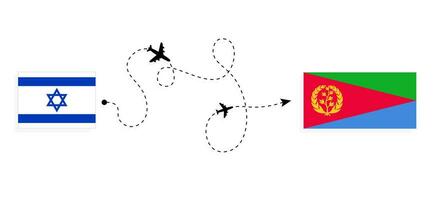 vuelo y viaje desde Israel a eritrea por pasajero avión viaje concepto vector