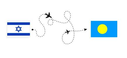 vuelo y viaje desde Israel a palau por pasajero avión viaje concepto vector