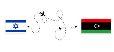 vuelo y viaje desde Israel a Libia por pasajero avión viaje concepto vector