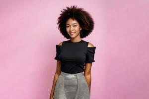 a young afro woman in a skirt and top, AI Generative photo